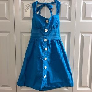 Summer Blue Dress with buttons and adjustable shoulder straps